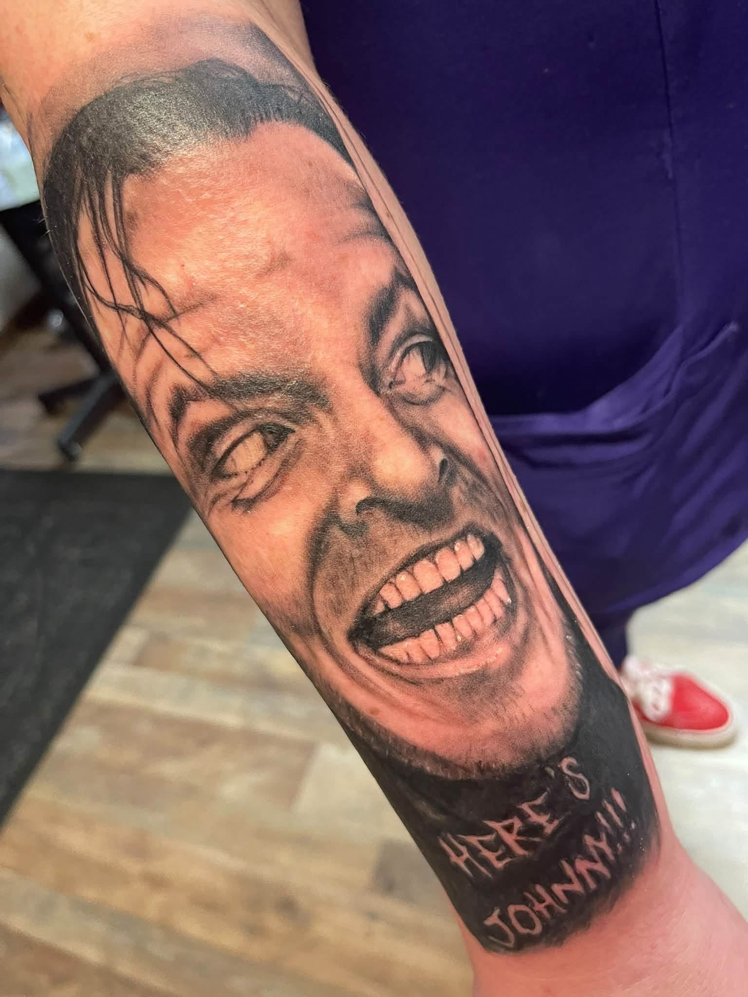 Here's Johnny portrait tattoo